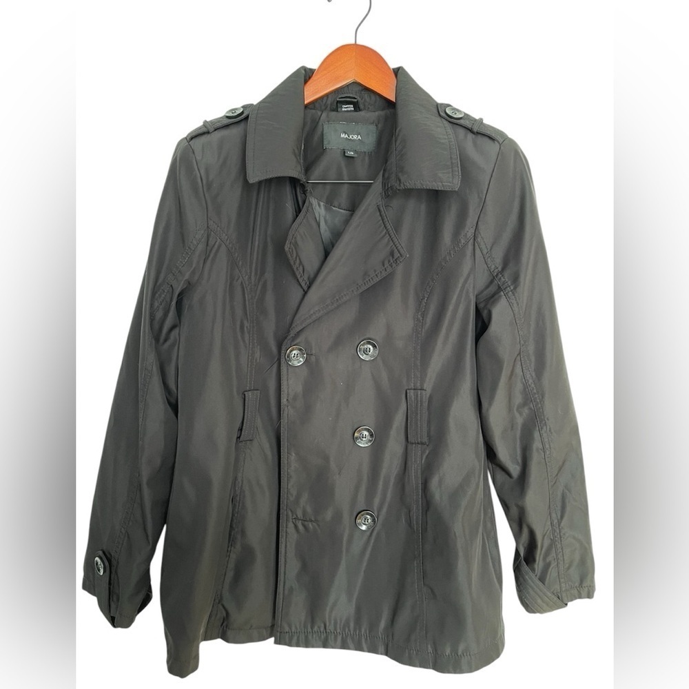 Majora Black Double-Breasted Pea Coat size large